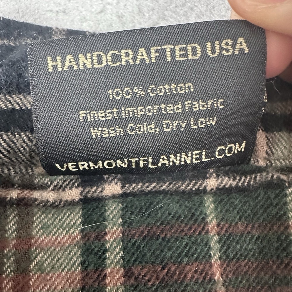 The Vermont Flannel Co Shirt Men's‎ XL Green Black Plaid 1/4 Button Band Collar - Picture 15 of 16
